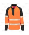 Sudadera alta visibilidad de media cremallera y altamente transpirable