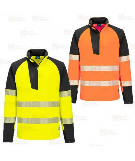 Sudadera alta visibilidad de media cremallera y altamente transpirable
