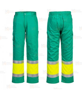 Pantalón multibolsillos muy ligero, bicolor alta visibilidad