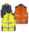 Chaleco acolchado reversible bicolor alta visibilidad con cinta segmentada