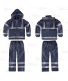 Traje de agua impermeable color azul marino con cintas reflectantes