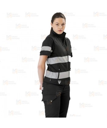 Chaleco softshell negro con cintas reflectantes segmentadas