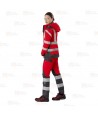 Parka ligera de softshell gris/rojo  con cintas reflectantes segmentadas