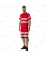 Bermudas con cintas reflectantes segmentadas color rojo y gris