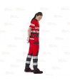 Pantalón de trabajo color  rojo y gris con cintas segmentadas