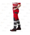 Pantalón de trabajo color  rojo y gris con cintas segmentadas
