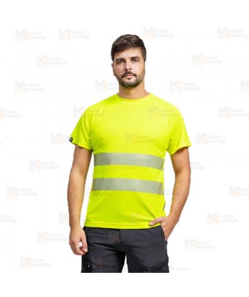 Camiseta alta visibilidad clase 2 de manga corta con cintas segmentadas