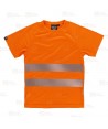 Camiseta alta visibilidad color naranja flúor clase 2 de manga corta con cintas segmentadas