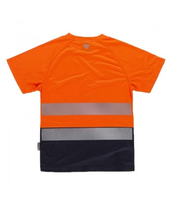 Camiseta bicolor de alta visibilidad clase 2 de manga corta color naranja flúor con cintas segmentadas