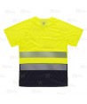 Camiseta bicolor de alta visibilidad clase 2 de manga corta color amarillo flúor con cintas segmentadas