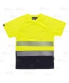 Camiseta bicolor de alta visibilidad clase 2 de manga corta color amarillo flúor con cintas segmentadas