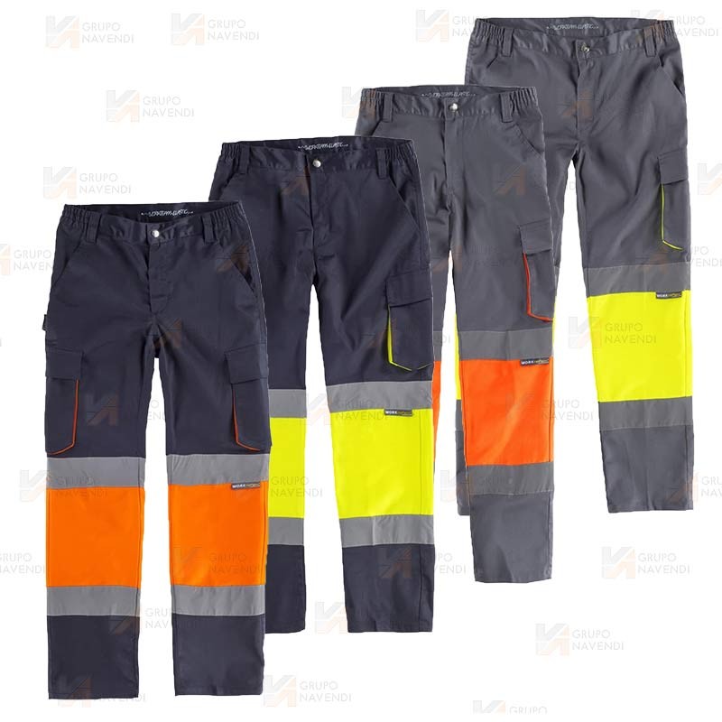 Pantalón Alta visibilidad multibolsillos con tejido elástico