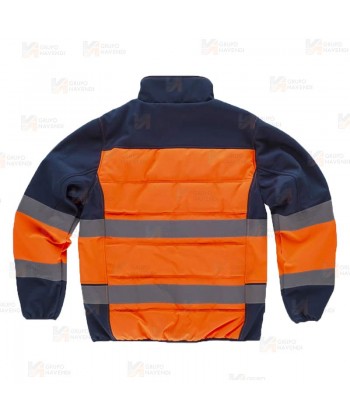 Cazadora softshell bicolor acolchada de alta visibilidad