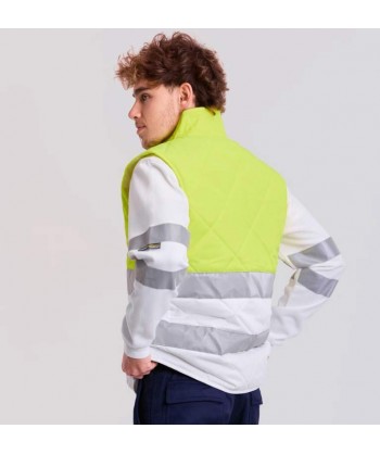 Chaleco bicolor acolchado de alta visibilidad para industria alimentaria
