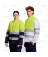 Parka bicolor acolchado de alta visibilidad para industria alimentaria