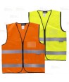 Chaleco económico de alta visibilidad con cremallera y bolsillo de identificación color naranja flúor