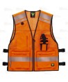 Chaleco paramédico de rejilla con cintas reflectantes color naranja flúor