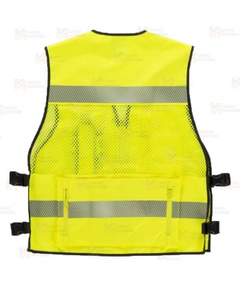 Chaleco paramédico de rejilla con cintas reflectantes color amarillo flúor