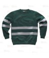 Sudadera de felpa color verde cuello redondo con cintas reflectantes