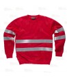 Sudadera de felpa roja cuello redondo con cintas reflectantes