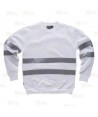 Sudadera de felpa color blanco cuello redondo con cintas reflectantes