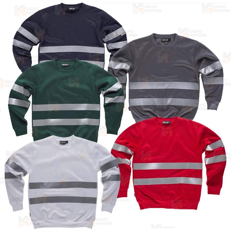 Sudadera de felpa cuello redondo con cintas reflectantes