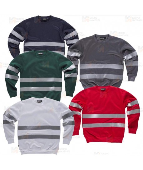 Sudadera de felpa cuello redondo con cintas reflectantes