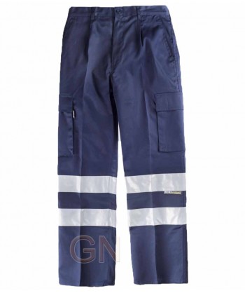 Pantalones multibolsillos con cintas reflectantes marino