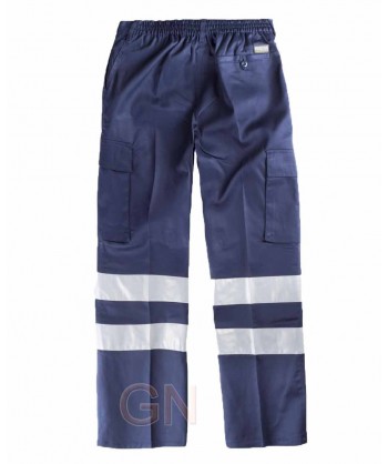 Pantalones multibolsillos con cintas reflectantes marino
