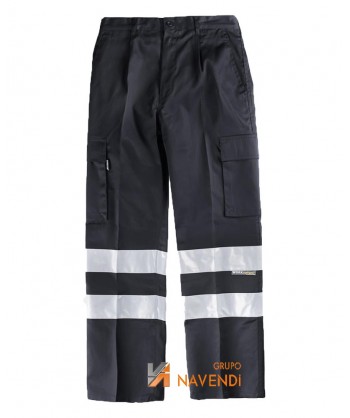 Pantalones multibolsillos con cintas reflectantes color negro