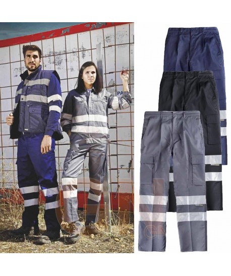 Pantalones multibolsillos con cintas reflectantes