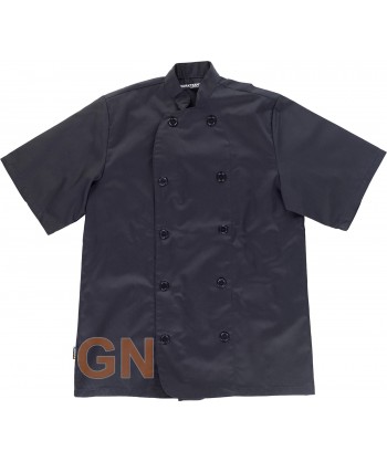 Chaqueta de cocina de manga corta con botones negra