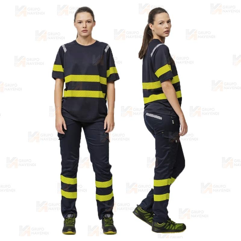 Pantalones multibolsillos con cintas reflectantes segmentadas diseño "Slim Fit"