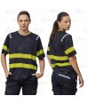 Camiseta transpirable con cintas reflectantes segmentadas amarillas