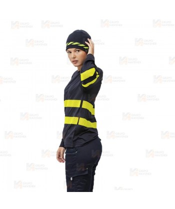 Camiseta transpirable con cintas reflectantes segmentadas amarillas