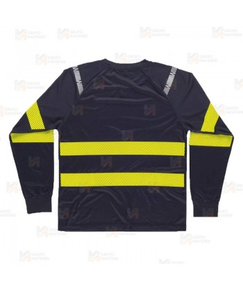 Camiseta transpirable con cintas reflectantes segmentadas amarillas