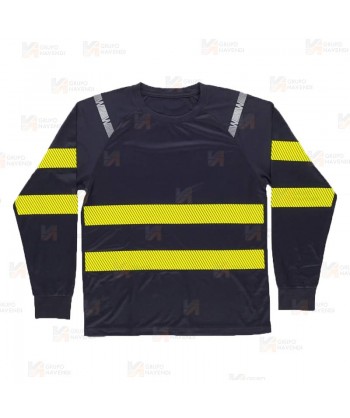 Camiseta transpirable con cintas reflectantes segmentadas amarillas