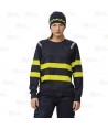 Camiseta transpirable con cintas reflectantes segmentadas amarillas