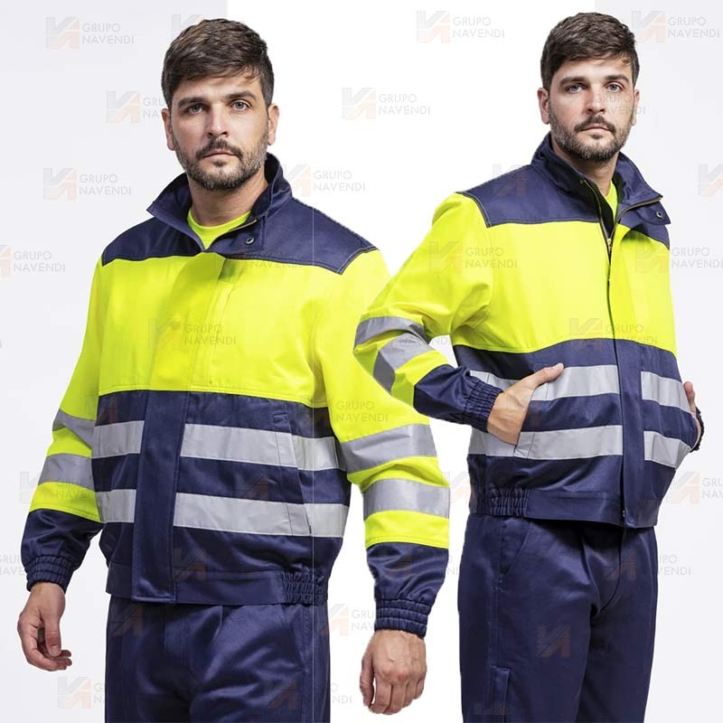 Cazadora bicolor de alta visibilidad antiestática y protección química