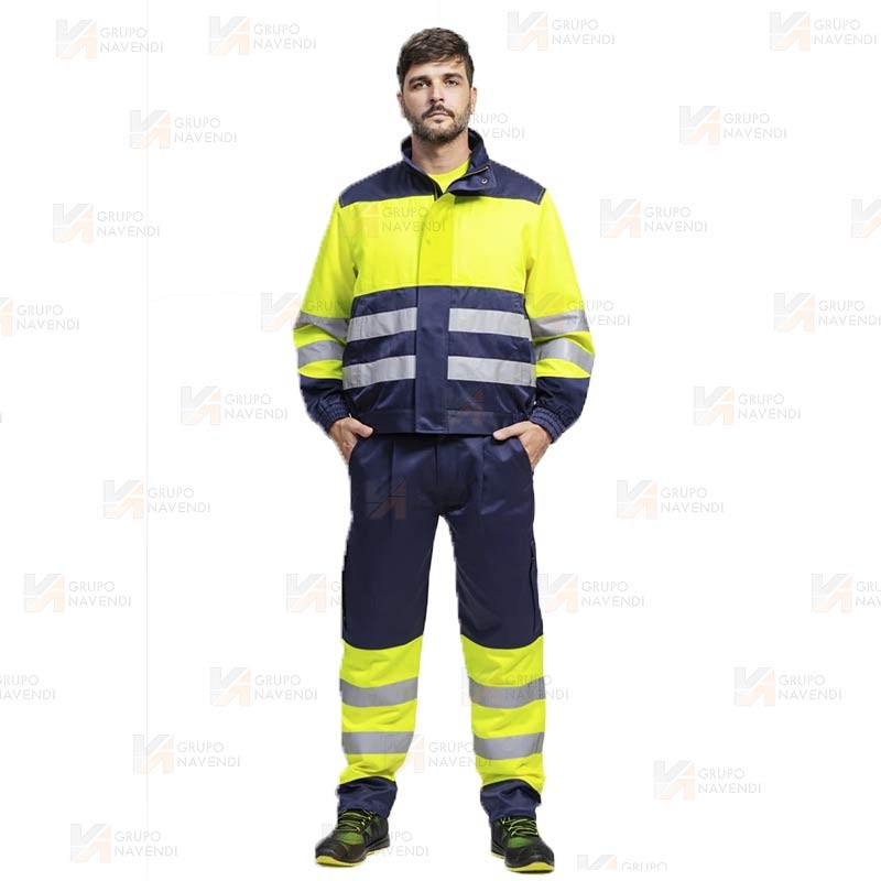 Pantalón bicolor de alta visibilidad antiestático y protección química