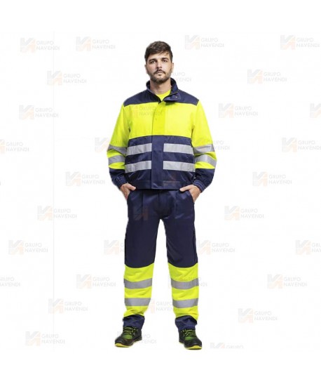 Pantalón bicolor de alta visibilidad antiestático y protección química