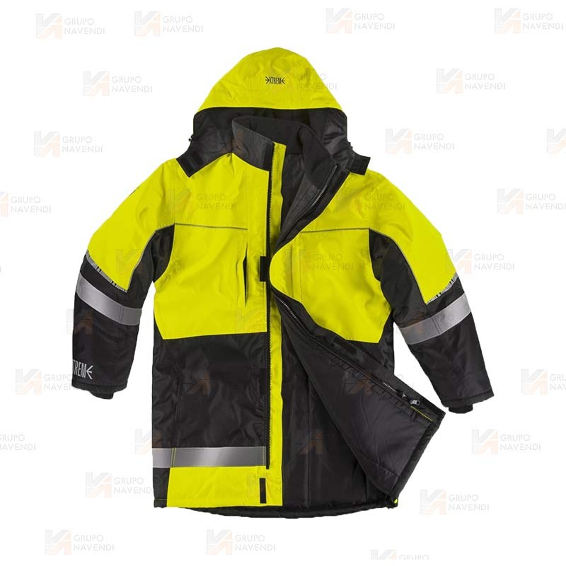 Parka bicolor, impermeable para bajas temperaturas. Tejido Ripstop