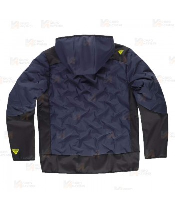 Chaqueta Softshell acolchado bicolor, con capucha