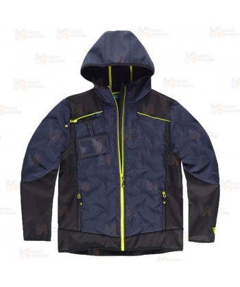 Chaqueta Softshell acolchado bicolor, con capucha
