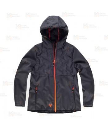 Chaqueta Softshell acolchado bicolor, con capucha