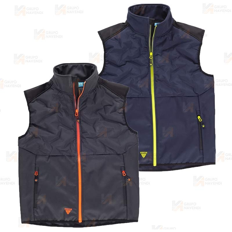 Chaleco laboral acolchado combinado con tejido Softshell