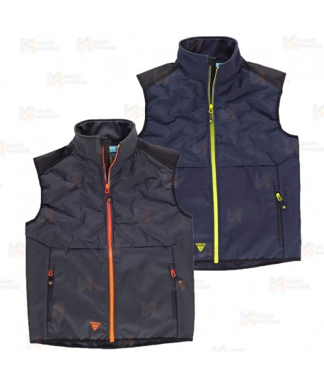 Chaleco laboral acolchado combinado con tejido Softshell
