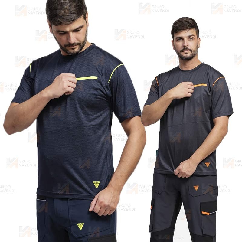 Camiseta laboral combinada con tejido altamente transpirable