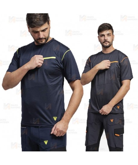 Camiseta laboral combinada con tejido altamente transpirable