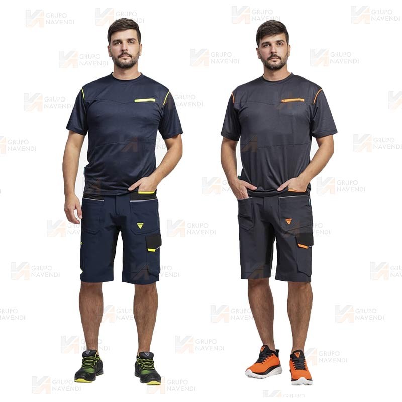 Pantalón bermuda laboral multibolsillos con tejido elástico